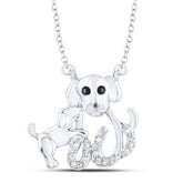 1/12CTW-DIA NK DOG AND PUP NECKLACE (18 INCH)